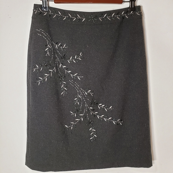 Ann Taylor Petites Midi Skirt Embroidery & Beads - Picture 1 of 6